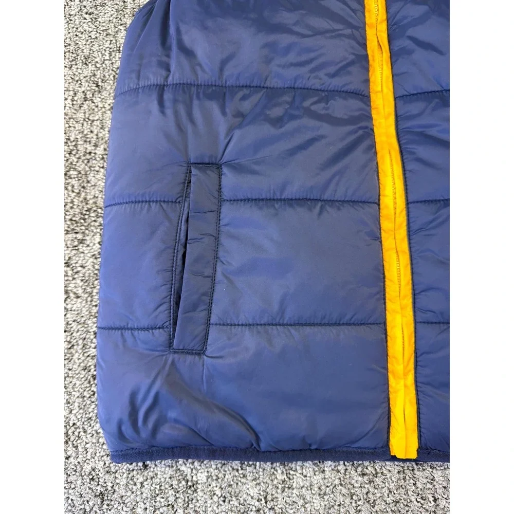 Janie and Jack Reversible Puffer Vest Boys 7/8 Blue Yellow Adventure Outerwear